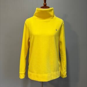 VTG Y2K Winter Yellow Tommy Hilfiger Fleece Turtleneck Pullover, Size Large